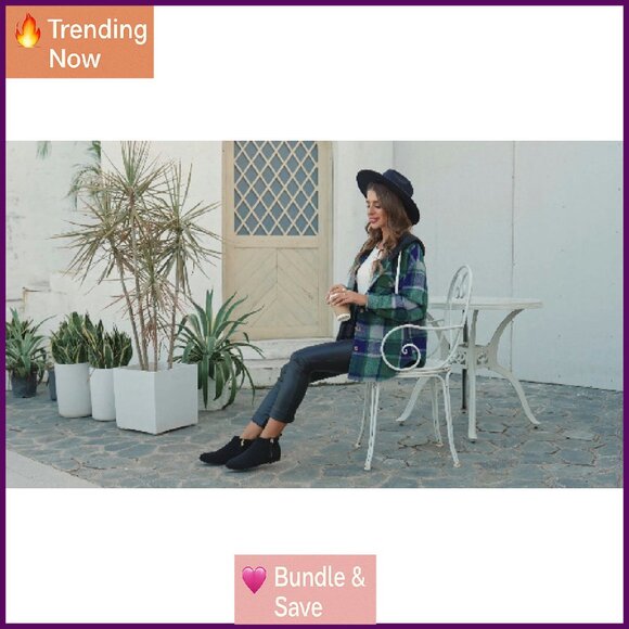 Women's Ankle Boots Flat Low Heel Zipper Chelsea Booties Winter Fall Fashion - Picture 8 of 8